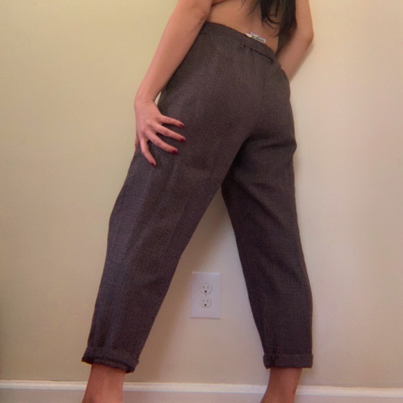 Plaid elastic waist casual work pants - Picture 4 of 4